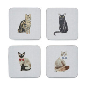 Cooksmart Curious Cats Set of 4 Coasters