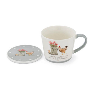 Cooksmart Hen House Lane Conical Mug & Coaster Set