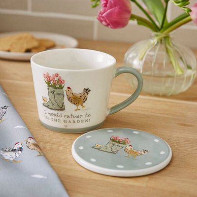 Cooksmart Hen House Lane Conical Mug & Coaster Set
