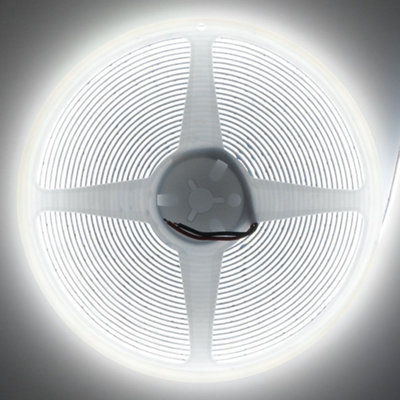 Cool White LED Tape Strip Light 10 Metres 24V Continuous COB Illumination IP20 with Driver