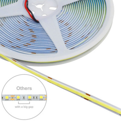 Cool White LED Tape Strip Light 10 Metres 24V Continuous COB Illumination IP20 with Driver