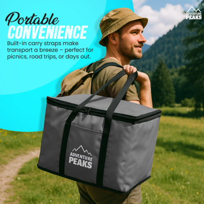 Bomoe Insulated Folding Cooler Bag 45L – Outdoor Cool Box With 16h Cooling Function With Shoulder Straps, Waterproof Thermal Picnic Bag With Storage Space – Anthracite IceBreezer KT43