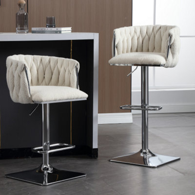COOLMORE Bar Stools Set of 2, Upholstered Bar Stools for Counter
