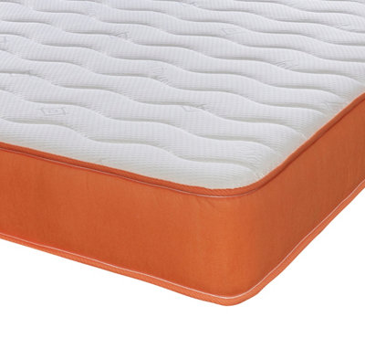 Cooltouch Colours White Wave Hybrid Memory Foam & Pinna-Coil Innerspring Mattress With Orange Border 4ft6 Double