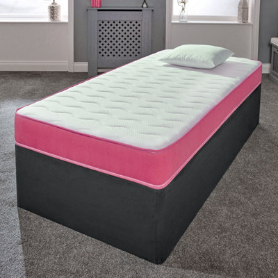Cooltouch Colours White Wave Hybrid Memory Foam & Pinna-Coil Innerspring Mattress With Pink Border 4ft6 Double 135cm x 190cm