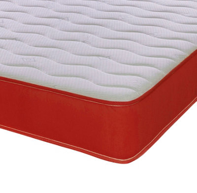 Cooltouch Colours White Wave Hybrid Memory Foam & Pinna-Coil Innerspring Mattress With Red Border European King 160cm x 200cm