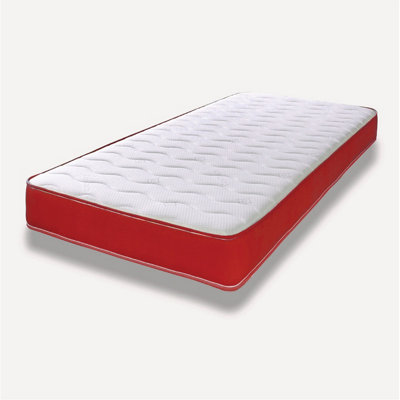 Cooltouch Colours White Wave Hybrid Memory Foam & Pinna-Coil Innerspring Mattress With Red Border European King 160cm x 200cm