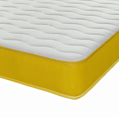 Cooltouch Colours White Wave Hybrid Memory Foam & Pinna-Coil Innerspring Mattress With Yellow Border 4ft Small Double