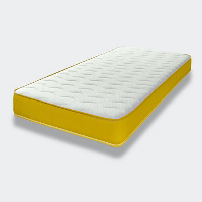 Cooltouch Colours White Wave Hybrid Memory Foam & Pinna-Coil Innerspring Mattress With Yellow Border 4ft Small Double