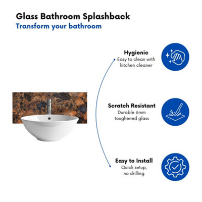 Coopers Quartz Effect Glass Bathroom Splashback