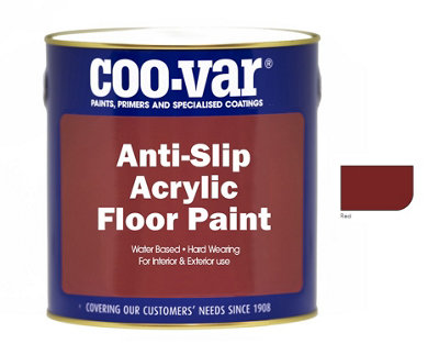 CooVar Anti Slip Acrylic Floor Paint - Red - 2.5 Litre