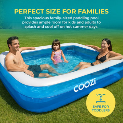 COOZi 2.6m Premium Family Paddling Pool for Kids, Easy to Use ...