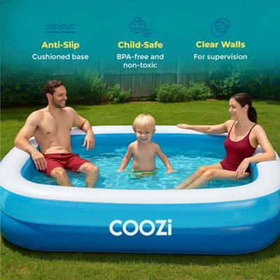 COOZi 2m Premium Family Paddling Pool for Kids, Easy to Use Inflatable ...