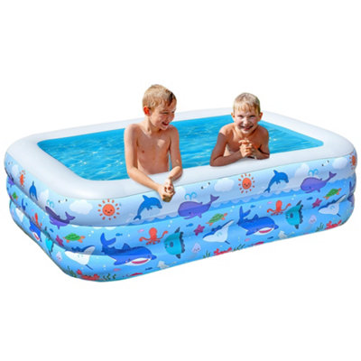COOZi Paddling Pool 2M Large Inflatable Pool for Kids, Toddlers & Babies, Easy to Use Durable Outdoor Rectangular Swimming Pools