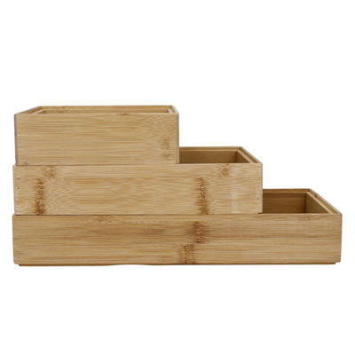 Copco Set of 3 Bamboo Drawer and Desk Organisers