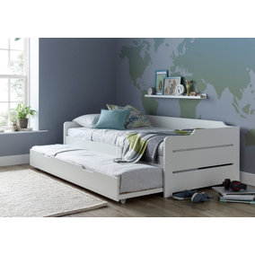 Copella White Guest Bed With Trundle With Memory Foam Mattresses