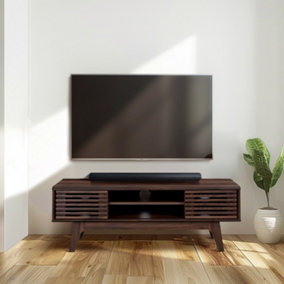 Copen Walnut 120cm TV Unit Cabinet for TVs up to 55", TV Stand with 2 Storage Shelves and Sliding Doors for Living Room