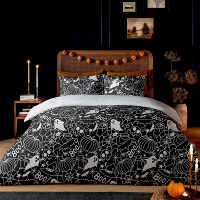 Copenhagen Home Death Doodle Duvet Cover Set Black & White