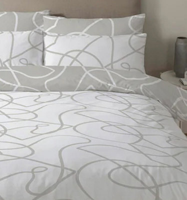 Copenhagen Home Pablo Reversible Double Duvet Cover Set with Pillowcases - Stone