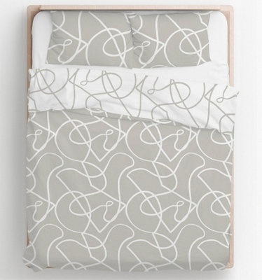 Copenhagen Home Pablo Reversible Double Duvet Cover Set with Pillowcases - Stone
