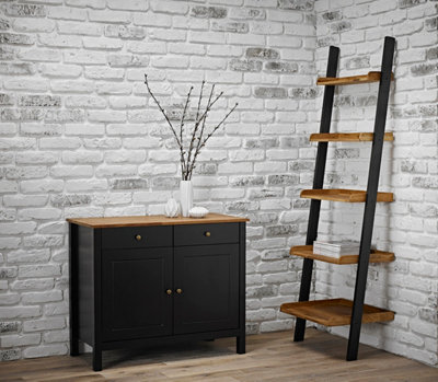 Copenhagen Industrial Ladder Shelving Unit Black Oak Modern Display ...