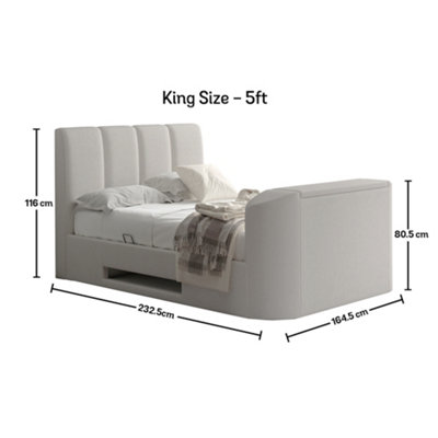 Copenhagen Upholstered Ottoman Storage TV Bed Shell - King Size 5ft Bed ...