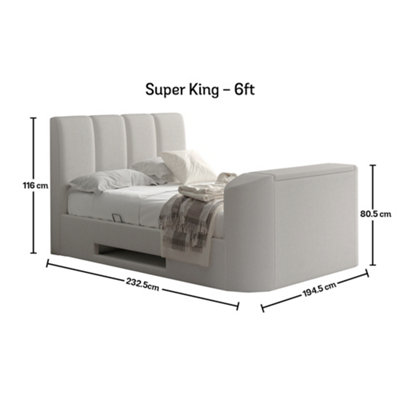 Copenhagen Upholstered Ottoman TV Bed Shell Super King Size Bed
