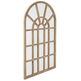Copgrove Collection Arched Paned Wall Mirror - Wood - L4 x W90 x H150 cm - Brown