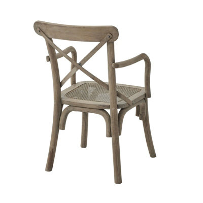 Copgrove Collection Cross Back Dining Carver Chair with Rush Seat - Wood - L40 x W52 x H92 cm - Brown