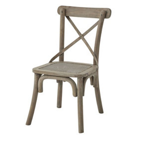 Copgrove Collection Cross Back Dining Chair with Rush Seat - Wood - L48 x W47 x H92 cm - Brown