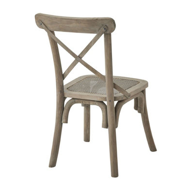 Copgrove Collection Cross Back Dining Chair with Rush Seat - Wood - L48 x W47 x H92 cm - Brown