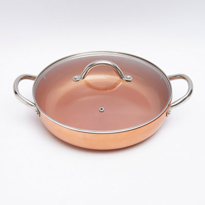 Copper 28Cm Shallow Family Casserole Pan With Lid