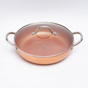 Copper 28Cm Shallow Family Casserole Pan With Lid