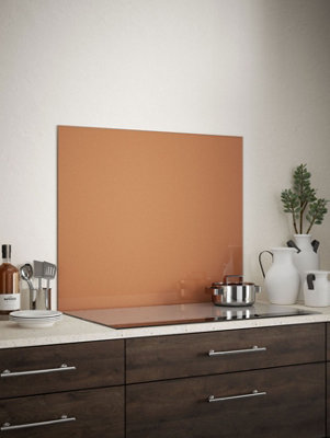Copper 6mm Glass Self-Adhesive Kitchen Splashback 900mm x 750mm Easy To Apply