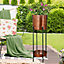 Copper and Green Indoor Outdoor Summer Garden Planter with Stand and Tray Gift for Father's Day