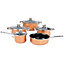 Copper Colour 9 Pcs Cookware Milk Frying Pan Saucepan Casserole Pot Kitchen Cookware Set