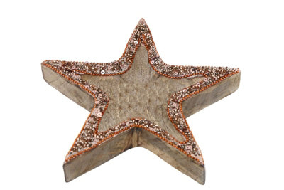 Copper Embellished Wooden Star