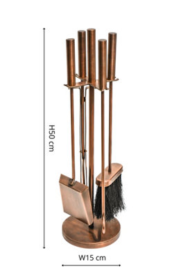 Copper Fireside Companion Set Round H50Cm W15Cm