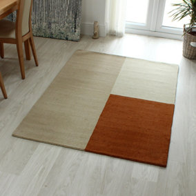 Copper Geometric Handmade Luxurious Modern Wool Rug for Living Room and Bedroom-120cm X 170cm