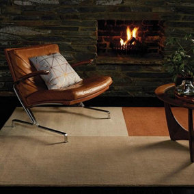 Copper Geometric Handmade Luxurious Modern Wool Rug for Living Room and Bedroom-160cm X 230cm