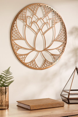 Copper Lotus Blossom Metal Wall Art