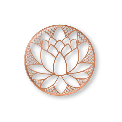 Copper Lotus Blossom Metal Wall Art