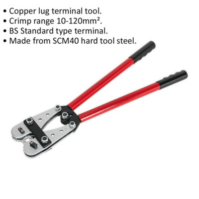 Copper Lug Terminal Crimping Tool - 10 to 120mm Range - BS Standard Terminal