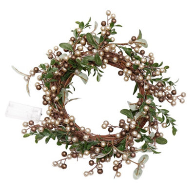 Copper Mistletoe Light Up All Season Front Door Wreath Home Decoration Wreath 38cm
