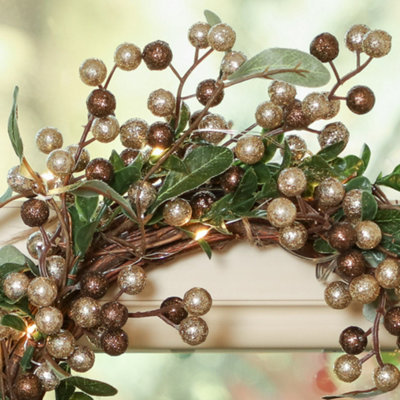 Copper Mistletoe Light Up All Season Front Door Wreath Home Decoration Wreath 38cm - 3