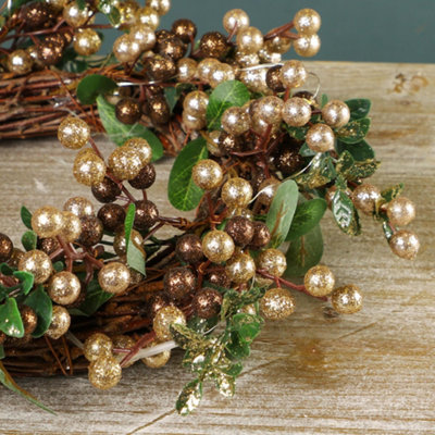Copper Mistletoe Light Up All Season Front Door Wreath Home Decoration Wreath 38cm - 4