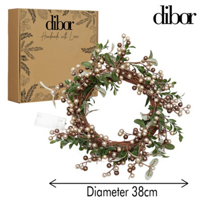 Copper Mistletoe Light Up All Season Front Door Wreath Home Decoration Wreath 38cm - 5