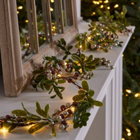 Copper Mistletoe Light Up Christmas Garland