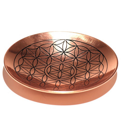 Copper Offer and Smudge Plate with Etched Flower of Life Pattern ...