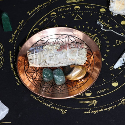 Copper Offer and Smudge Plate with Etched Flower of Life Pattern ...